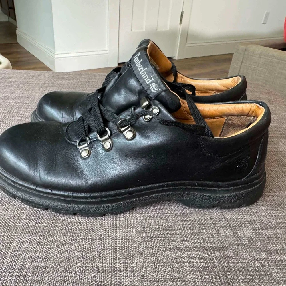 Timberland Mens Black Leather Low Top Hiking Shoes 30380 Size 8.5 M
